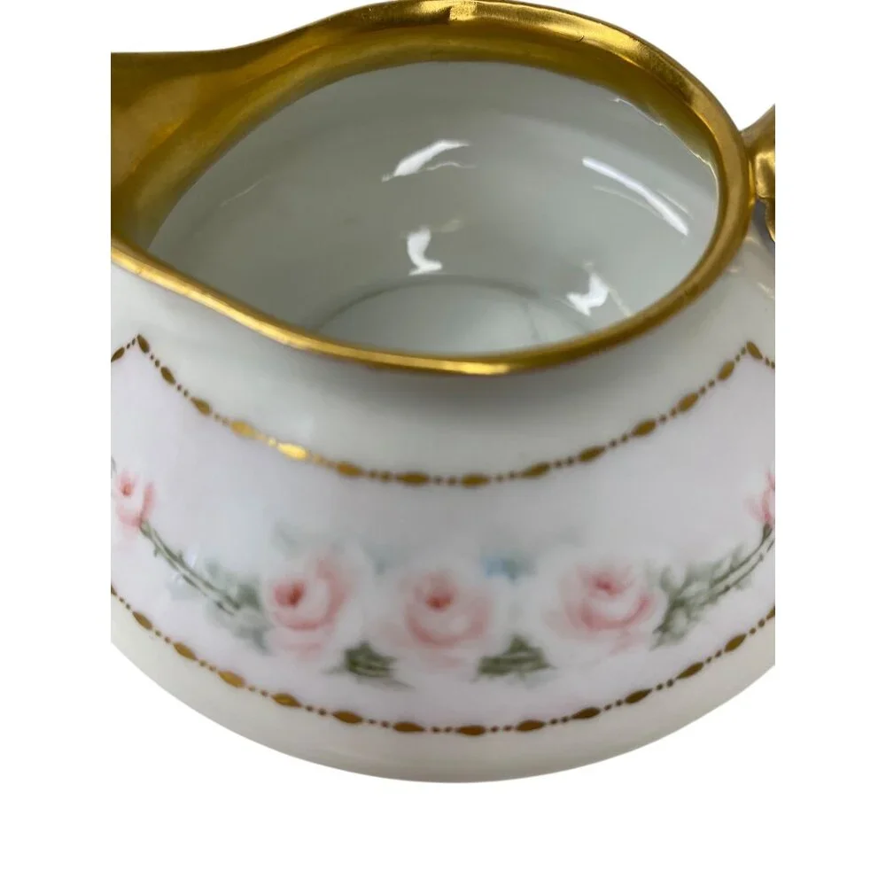 Antique J & C Creamer Bone China Pink Roses Gold Trim Portland‎ G.H.B 5